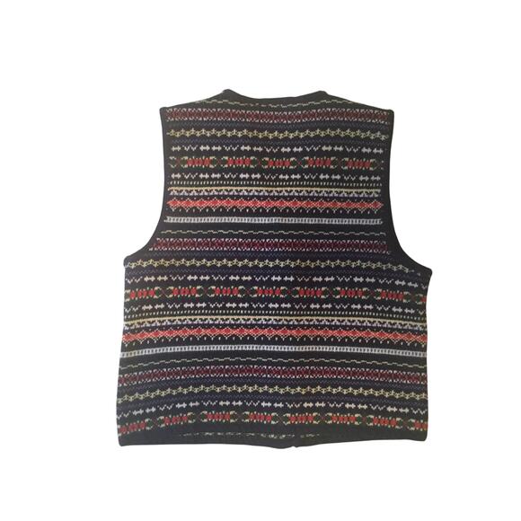 Northern Reflections Vintage Vest Knit Fair Isle Button Front - Picture 2 of 4